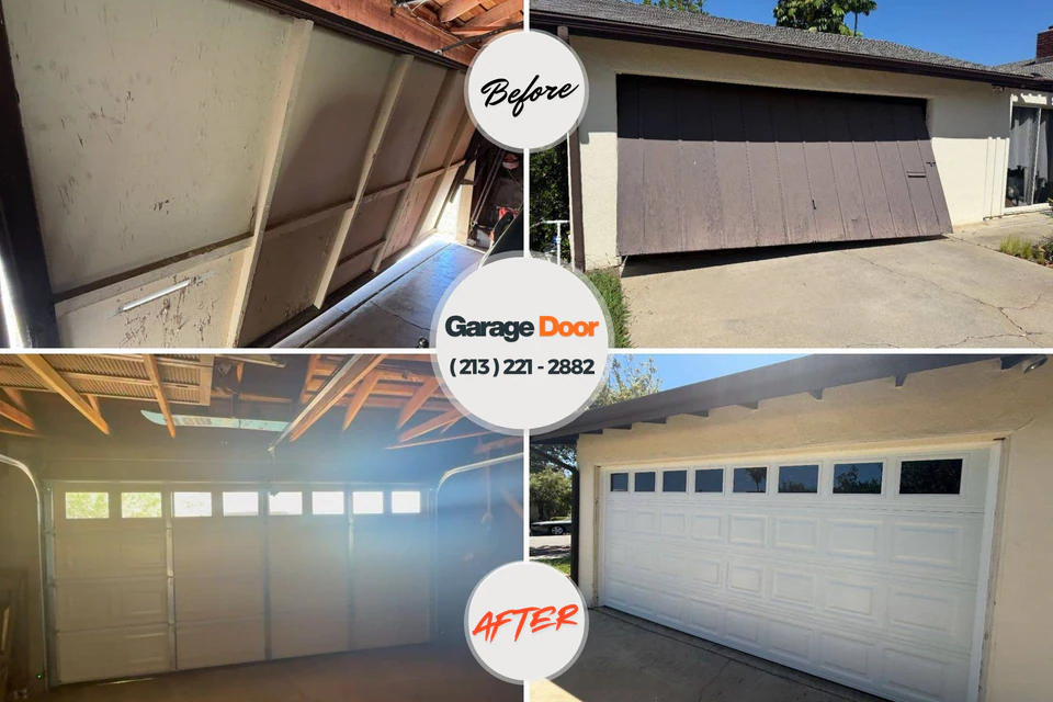 Before and after: garage door repair Hartford City, IN
